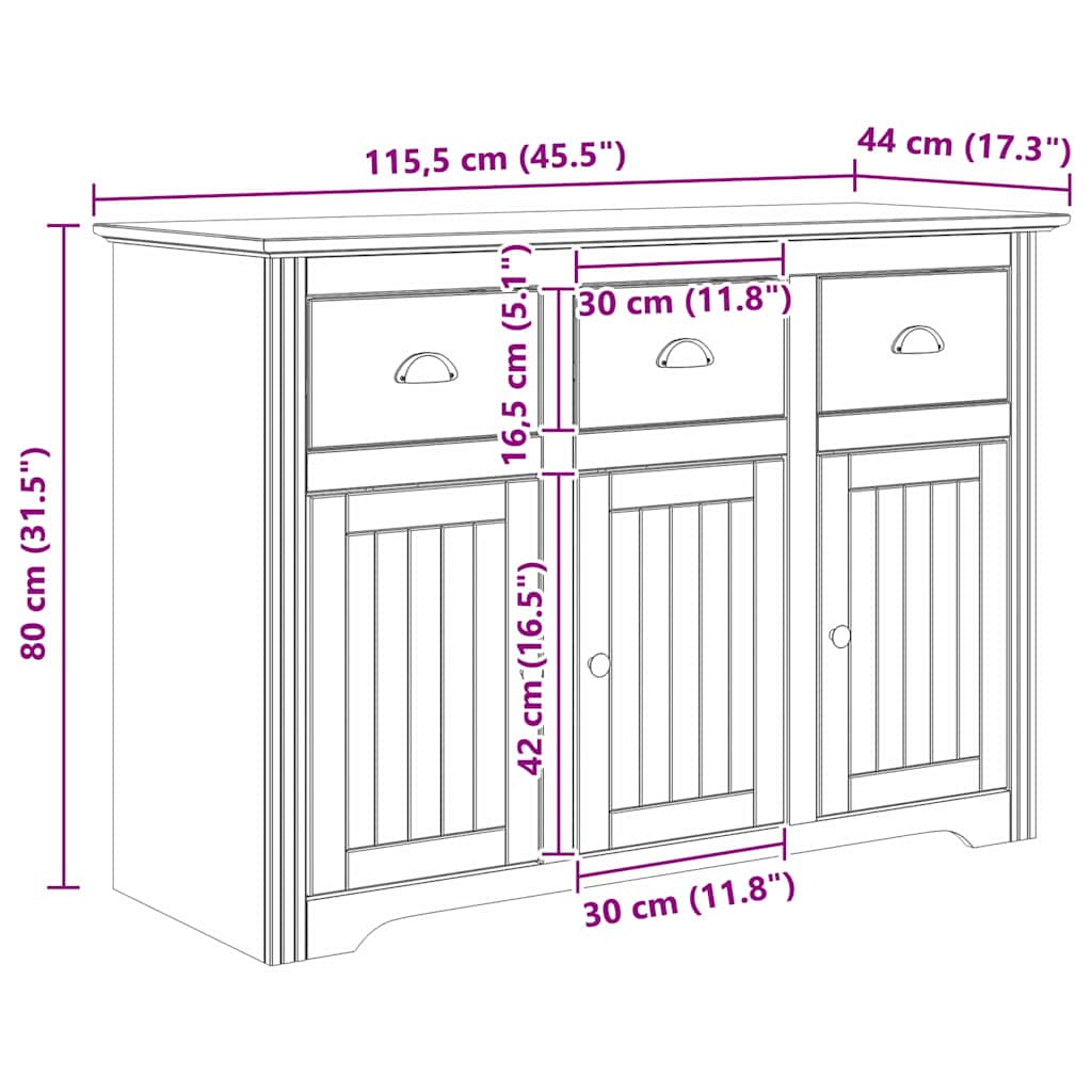 vidaXL Πλαϊνό γραφείο με συρτάρι BODO Μέλι Καφέ 115,5 x 44 x 80 εκ