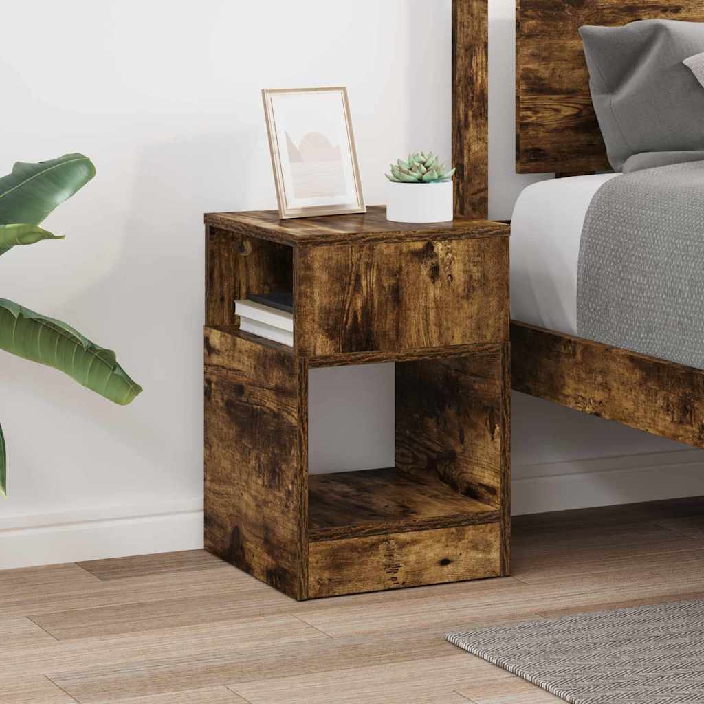 vidaXL End Table Καπνιστό Δρύς 30,5 x 30 x 45 εκ Επεξεργασμένο Ξύλο