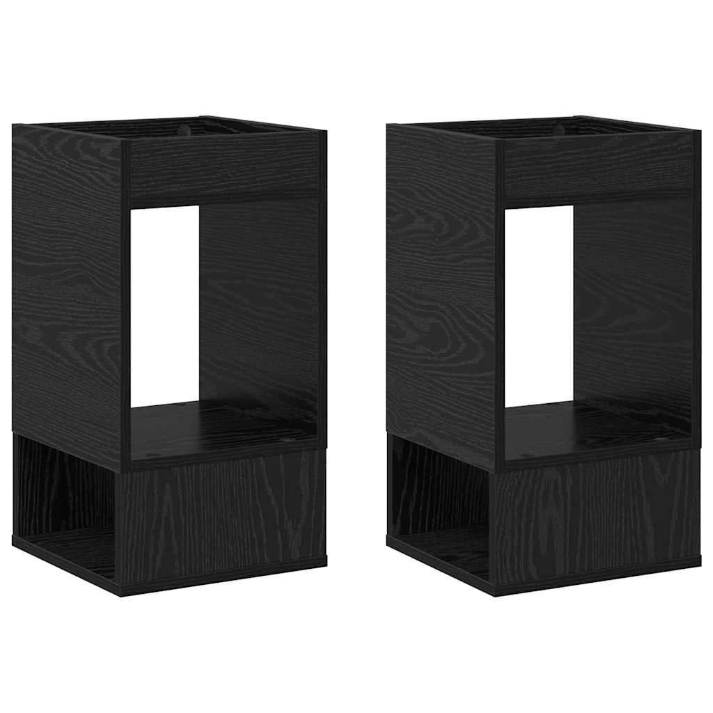 vidaXL End Table 2 pcs Μαύρη Οξυά 30 x 30 x 56 εκ. Επεξεργασμένο ξύλο