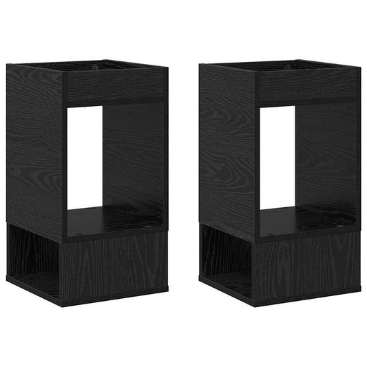 vidaXL End Table 2 pcs Μαύρη Οξυά 30 x 30 x 56 εκ. Επεξεργασμένο ξύλο