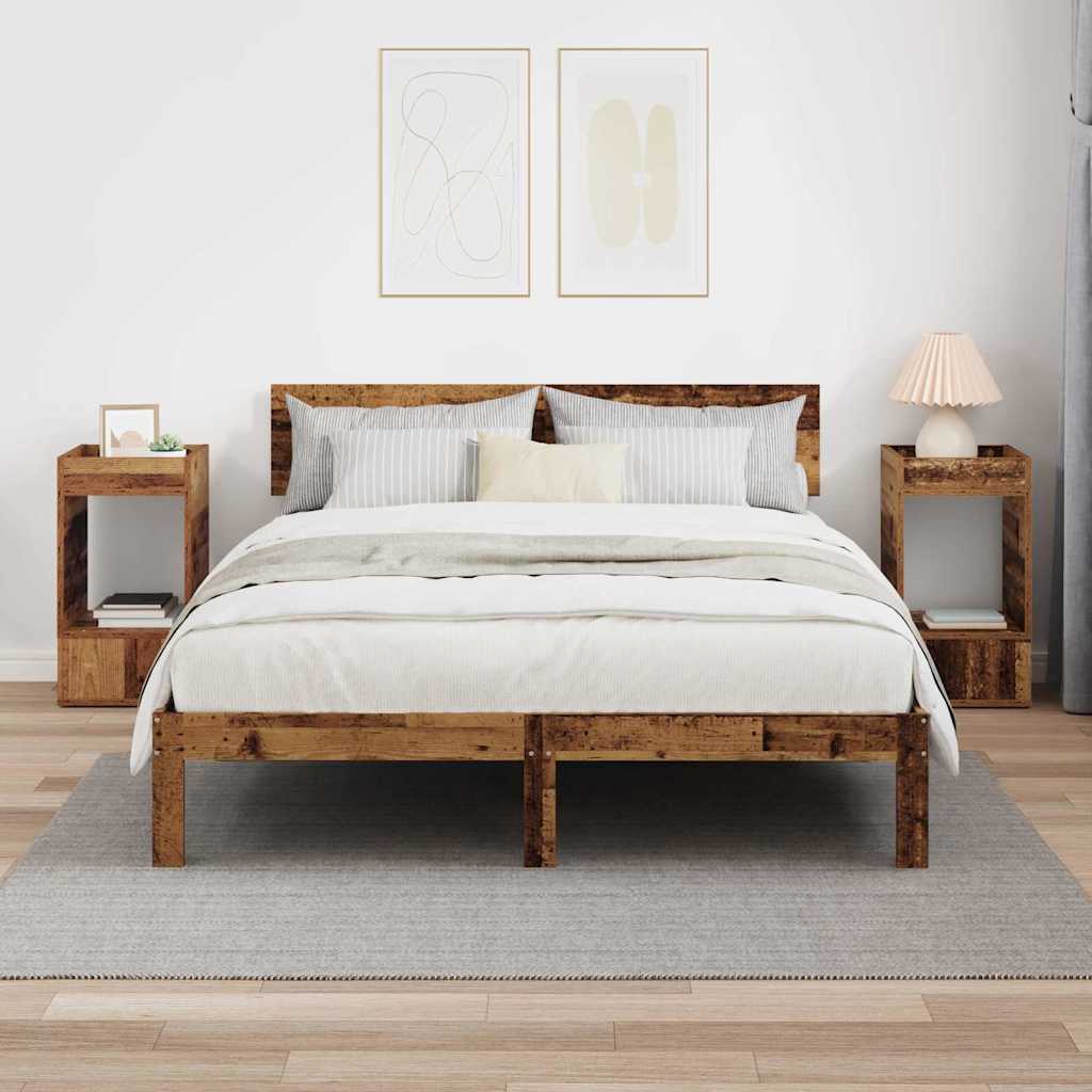 vidaXL End Table 2 pcs Παλιό ξύλο 30 x 30 x 56 εκ. Επεξεργασμένο ξύλο