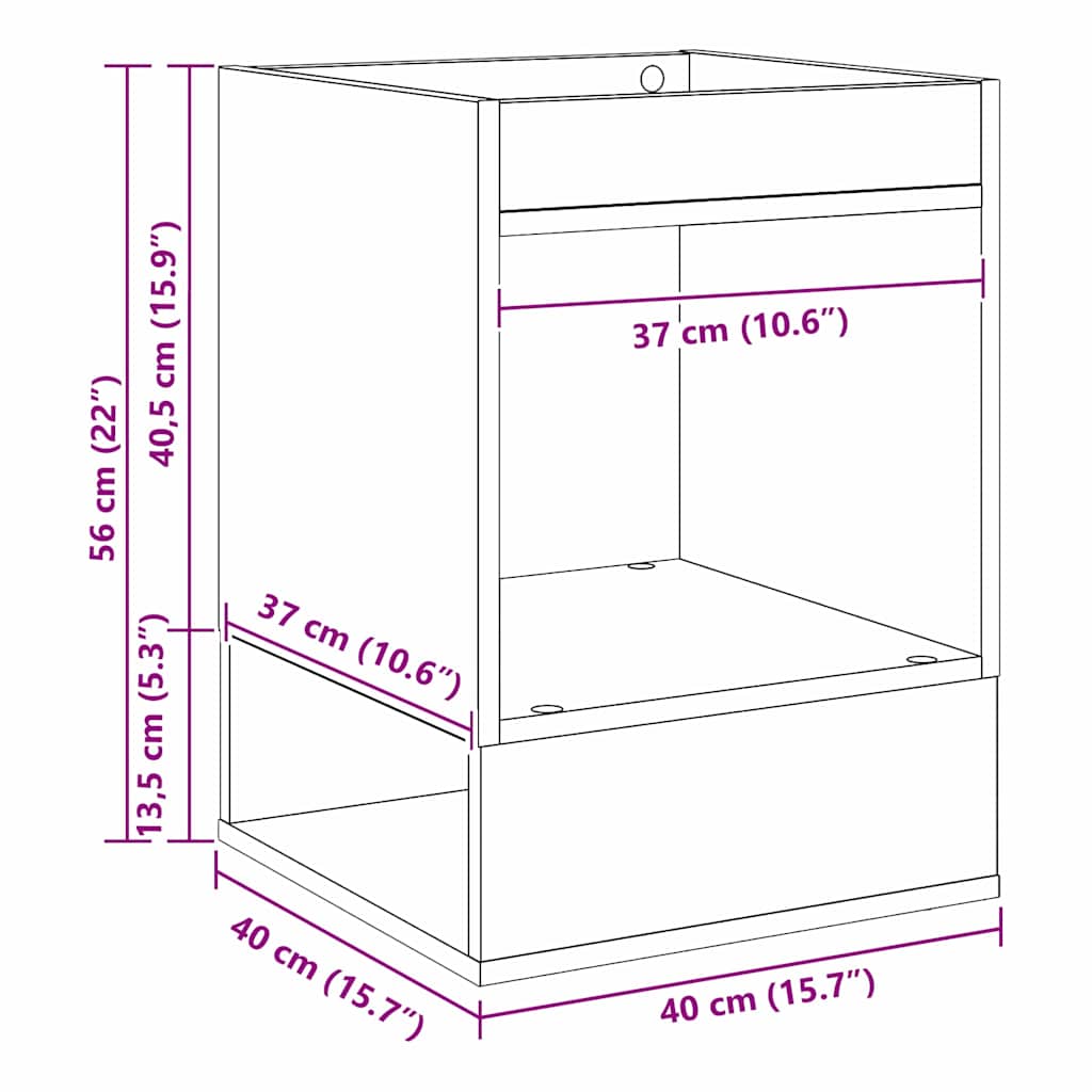vidaXL End Table Μαύρη Οξυά 40 x 40 x 56 εκ. Επεξεργασμένο ξύλο