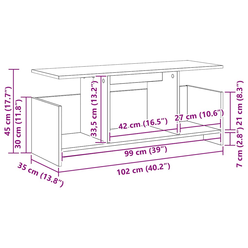 vidaXL Βάση TV Λευκό 102 x 35 x 45 εκ. Επεξεργασμένο ξύλο