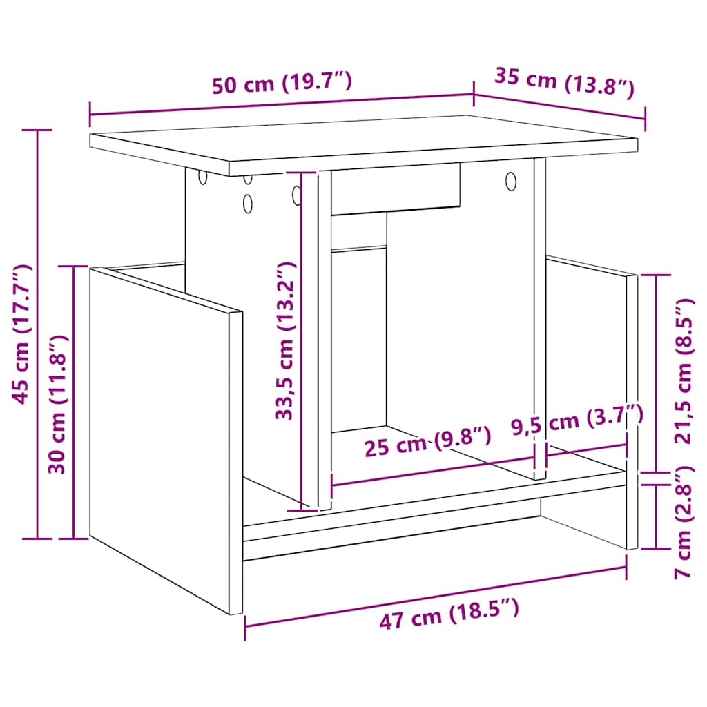 vidaXL Βάση TV Δρύς Sonoma 50 x 35 x 45 cm Επεξεργασμένο ξύλο