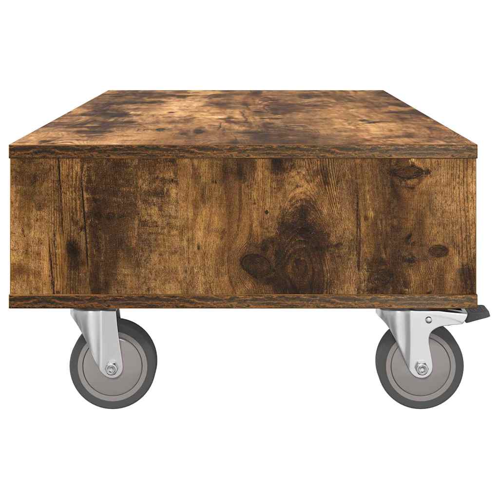 vidaXL Κομοδίνο με τροχούς Καπνιστό Δρύς 90 x 50 x 30 cm