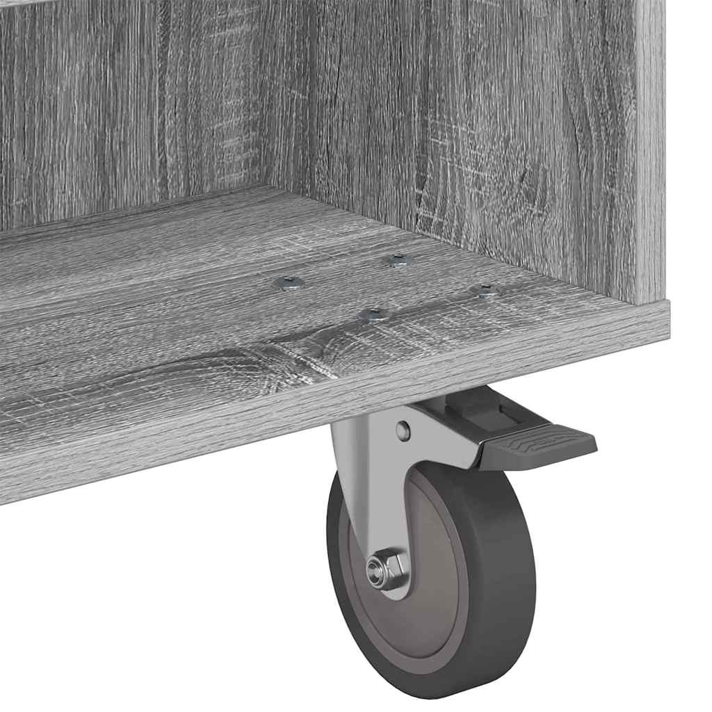 vidaXL Κομοδίνο με τροχούς Γκρίζο Σονομα 90 x 50 x 30 cm