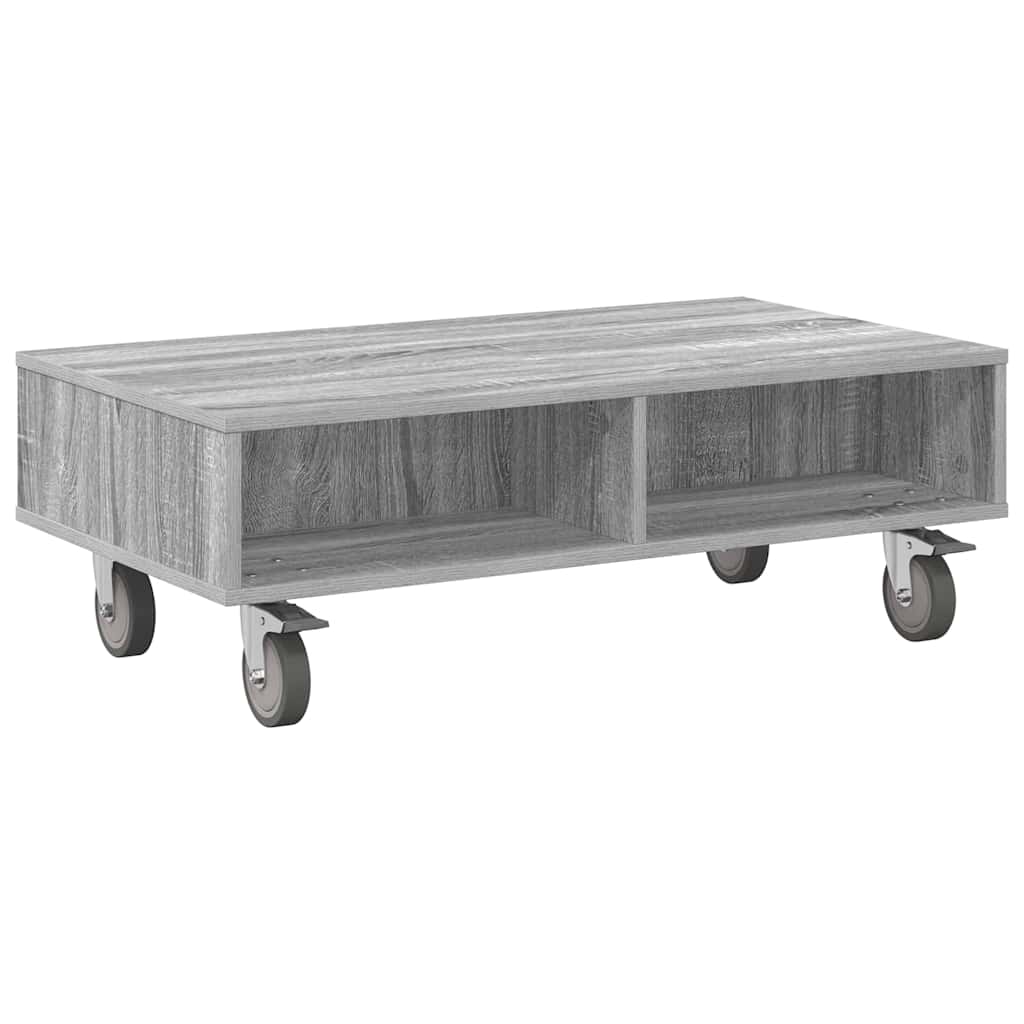 vidaXL Κομοδίνο με τροχούς Γκρίζο Σονομα 90 x 50 x 30 cm