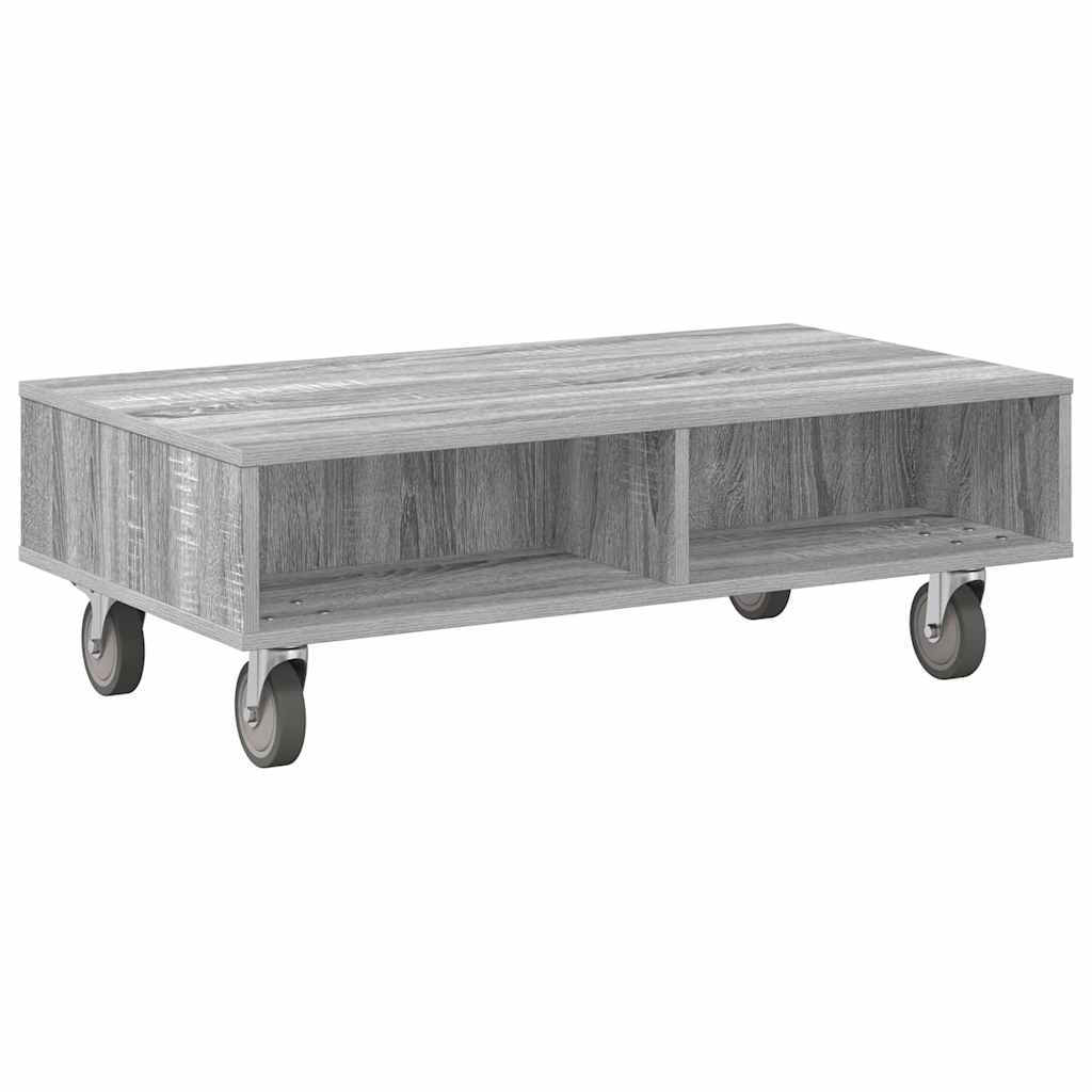 vidaXL Κομοδίνο με τροχούς Γκρίζο Σονομα 90 x 50 x 30 cm