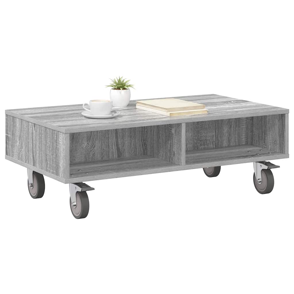 vidaXL Κομοδίνο με τροχούς Γκρίζο Σονομα 90 x 50 x 30 cm