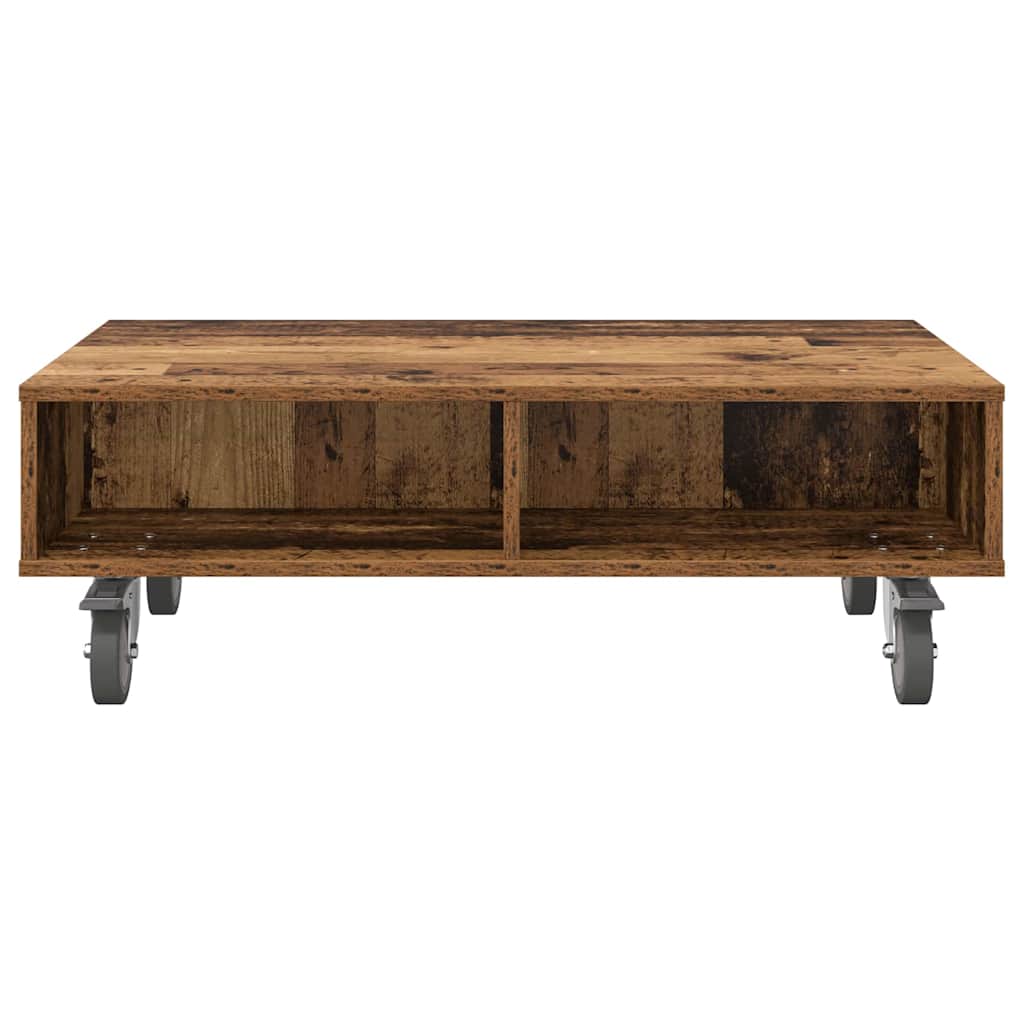 vidaXL Κομοδίνο με τροχούς Παλιό ξύλο 90 x 50 x 30 cm
