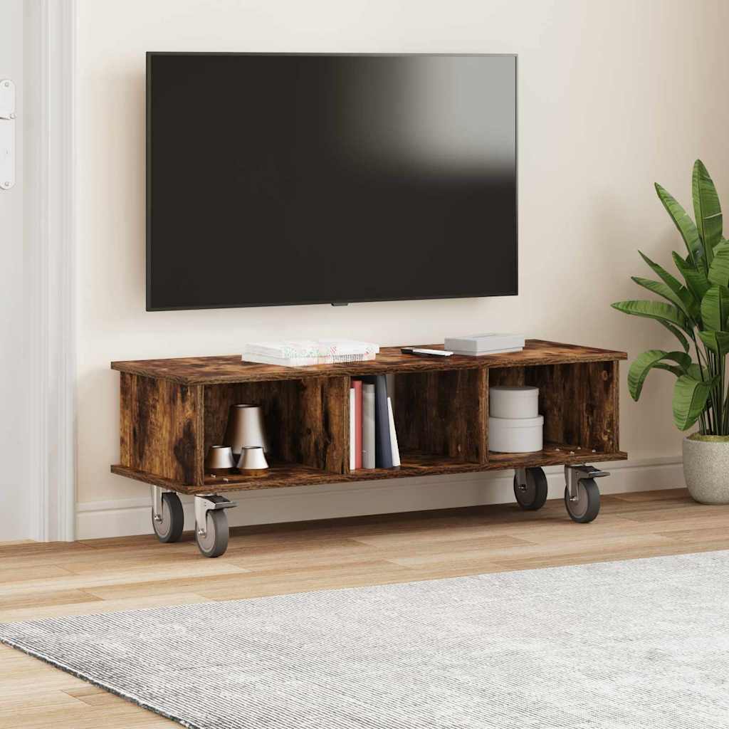 vidaXL Βάση TV 100 x 35 x 35 εκ Καπνιστό Δρύς Επεξεργασμένο Ξύλο