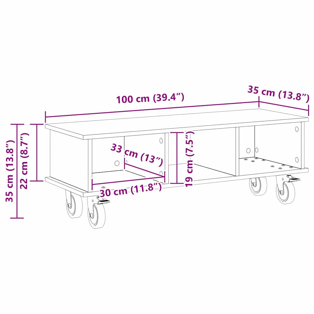 vidaXL Βάση TV 100 x 35 x 35 εκ Artisan Oak Επεξεργασμένο Ξύλο