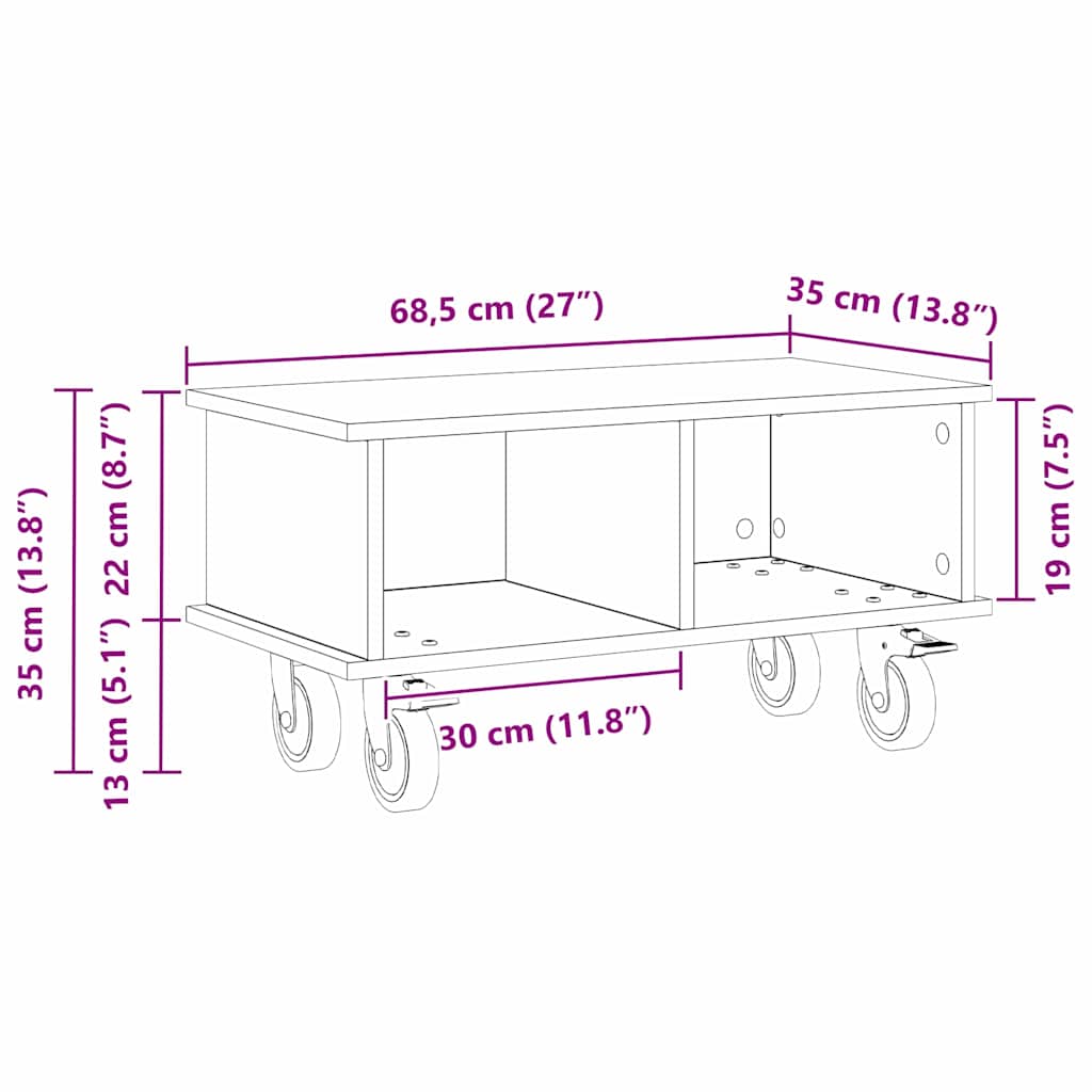 vidaXL Βάση TV 68,5 x 35 x 35 εκ Artisan Oak Επεξεργασμένο Ξύλο