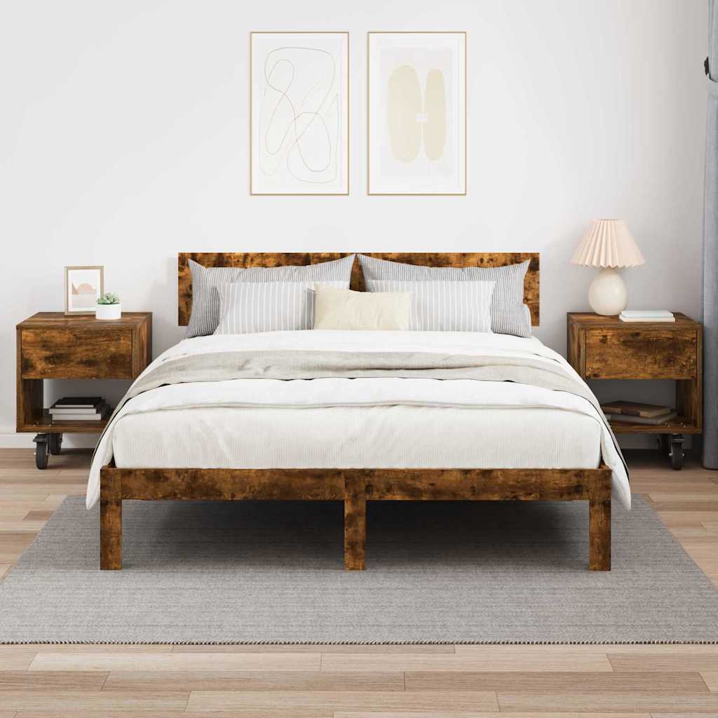 vidaXL Κομοδίνο 2 τμχ. Καπνιστό Δρύς 40,5 x 40 x 48 εκ.