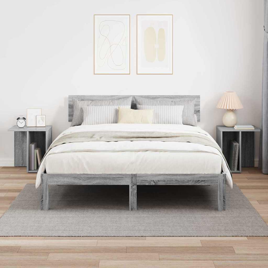 vidaXL End Table 2 pcs Γκρίζο Σονομα 37 x 32 x 40 εκ