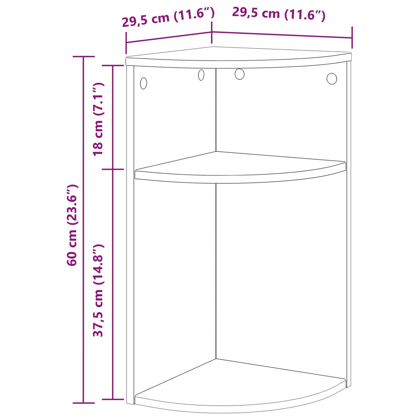 vidaXL End Table 29,5 x 29,5 x 60 cm Επεξεργασμένο Ξύλο Μαύρο