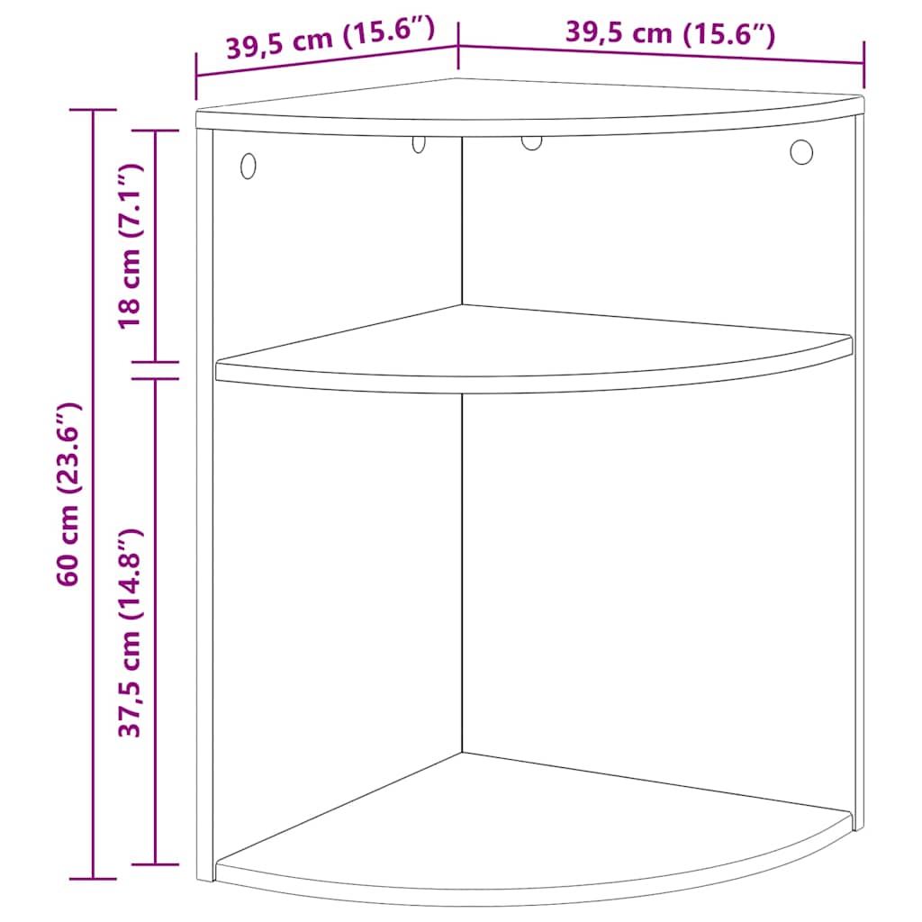 vidaXL End Table Artisan Oak 39,7 x 39,7 x 60 εκ Επεξεργασμένο ξύλο