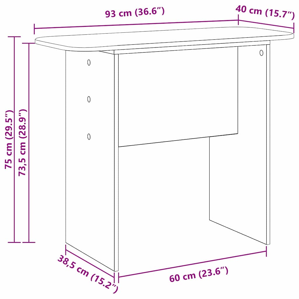 vidaXL Τραπέζι κονσόλας Παλιό ξύλο 93 x 40 x 75 εκ Επεξεργασμένο ξύλο
