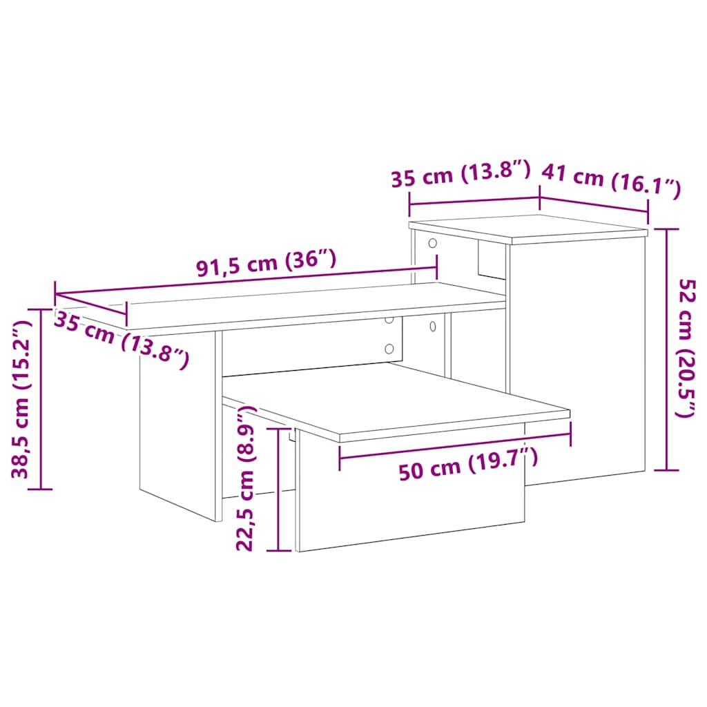 vidaXL Τραπέζι κονσόλας Σκυρόδεμα Γκρι 91,5 x 35 x 38,5 εκ