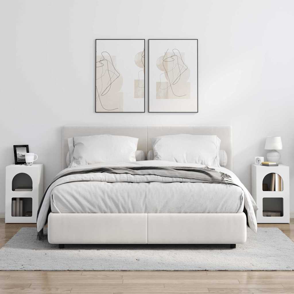 vidaXL Κομοδίνο 2 pcs Λευκό 29.5 x 35 x 50 εκ Επεξεργασμένο ξύλο