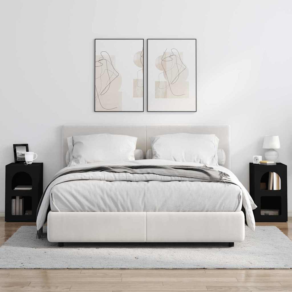 vidaXL Κομοδίνο 2 pcs Μαύρο 29.5 x 35 x 50 εκ Επεξεργασμένο ξύλο