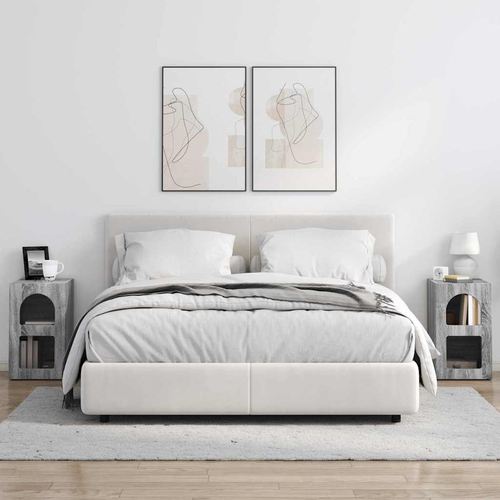 vidaXL Κομοδίνο 2 pcs Γκρίζο Σονομα 29.5 x 35 x 50 εκ
