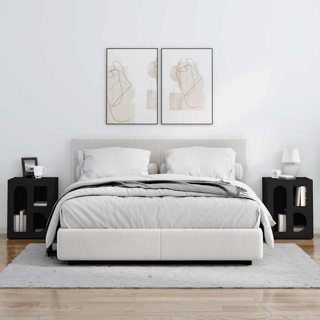 vidaXL Κομοδίνο 2 pcs Μαύρο 40 x 35 x 50 εκ. Επεξεργασμένο ξύλο