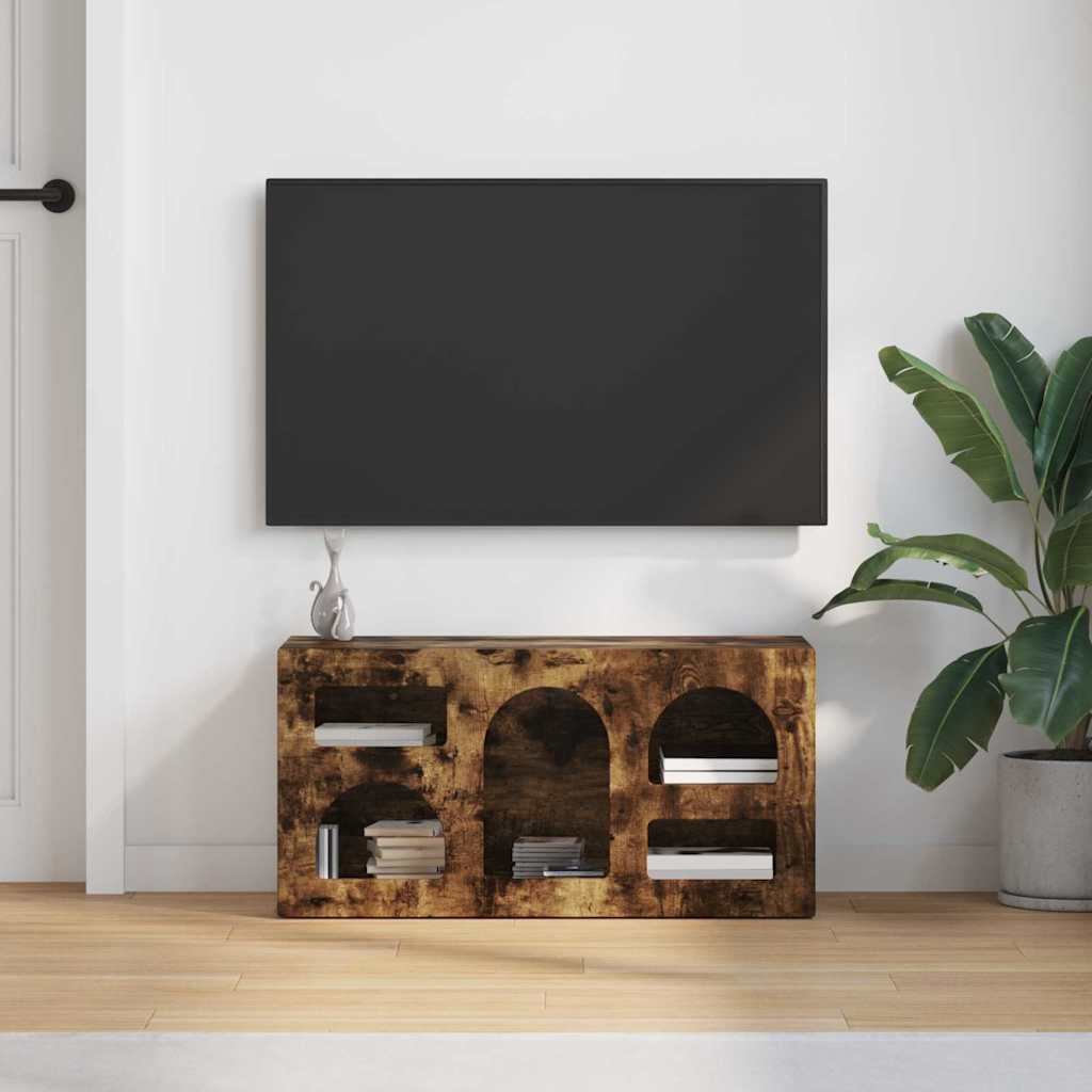 vidaXL Ντουλάπι TV Καπνιστό Δρύς 80 x 35 x 40 εκ Επεξεργασμένο ξύλο