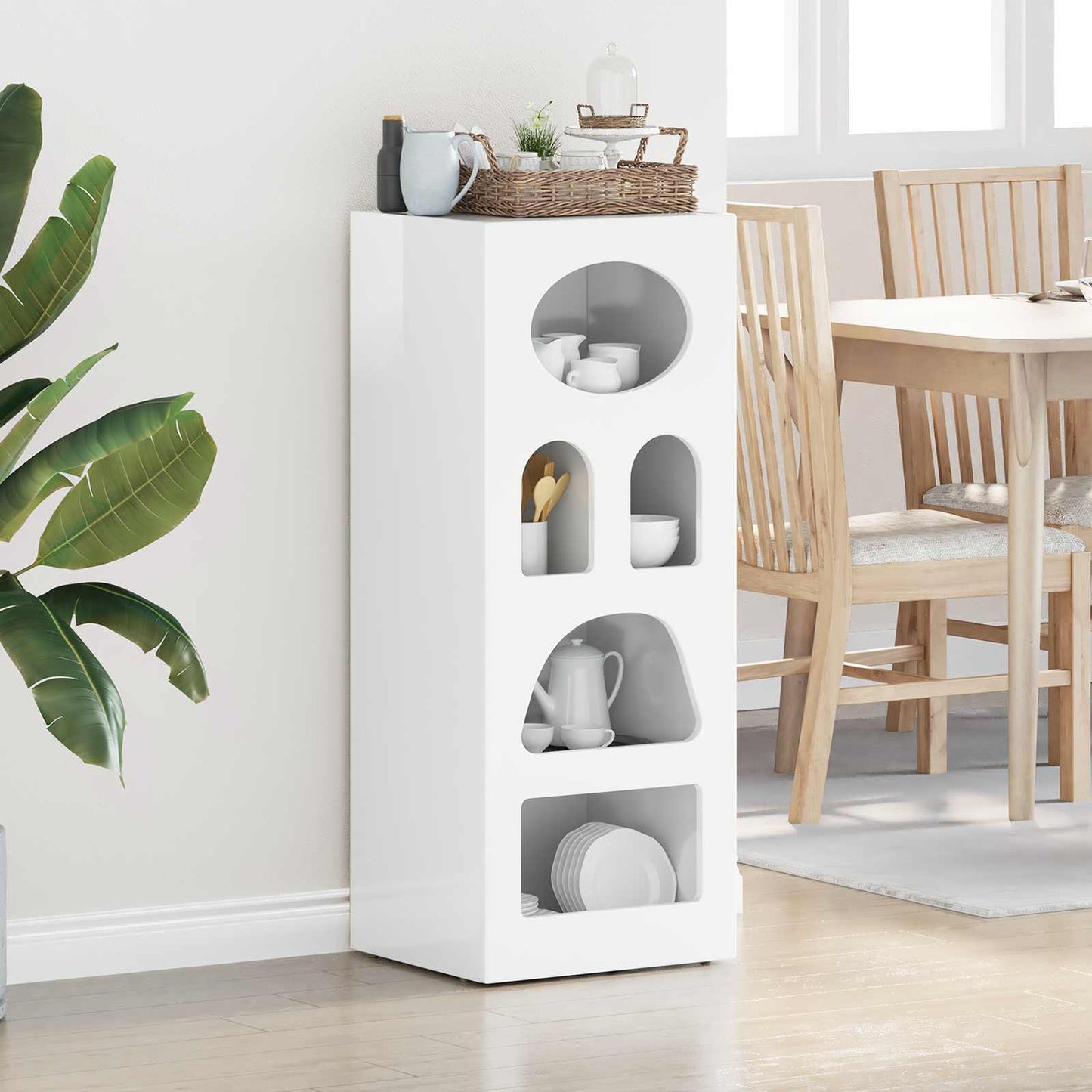 vidaXL Πλαϊνό γραφείο Υψηλής γυαλάδας λευκό 40 x 35 x 100,5 εκ