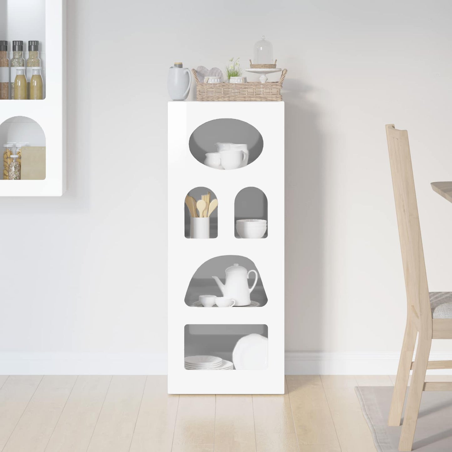 vidaXL Πλαϊνό γραφείο Υψηλής γυαλάδας λευκό 40 x 35 x 100,5 εκ