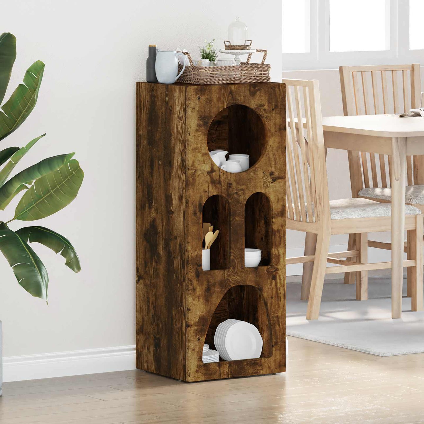 vidaXL Πλαϊνό γραφείο Καπνιστό Δρύς 40 x 35 x 100.5 εκ