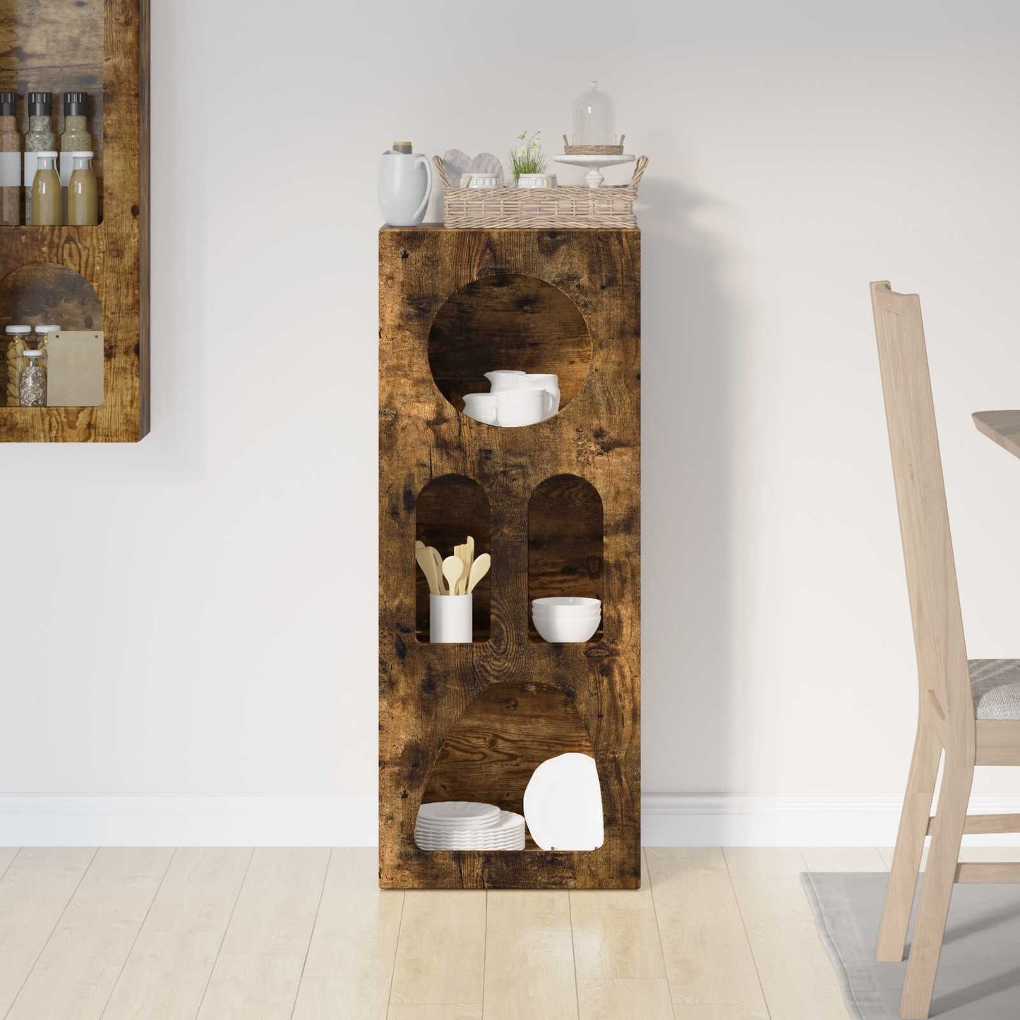 vidaXL Πλαϊνό γραφείο Καπνιστό Δρύς 40 x 35 x 100.5 εκ