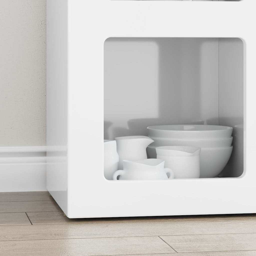 vidaXL Πλαϊνό γραφείο Υψηλής γυαλάδας λευκό 59 x 35 x 80.5 εκ.