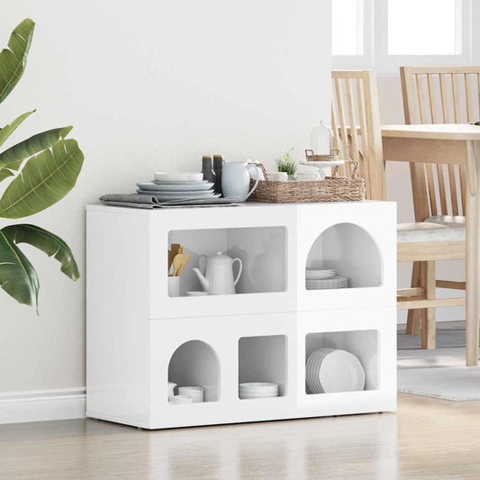 vidaXL Πλαϊνό γραφείο Υψηλής γυαλάδας λευκό 80.5 x 35 x 59 εκ.
