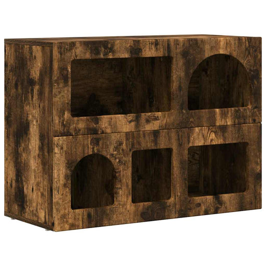 vidaXL Πλαϊνό γραφείο Καπνιστό Δρύς 80.5 x 35 x 59 εκ.