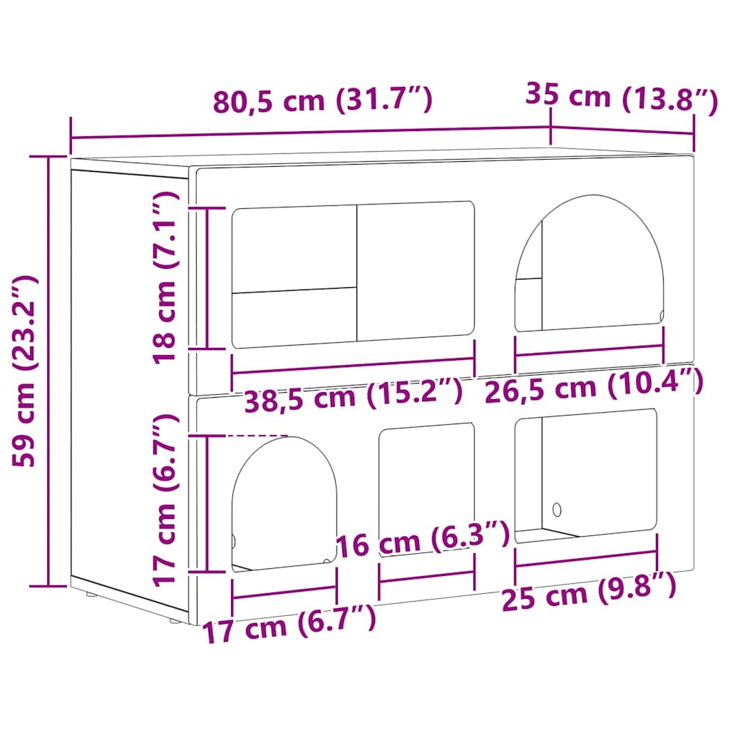 vidaXL Πλαϊνό γραφείο Παλιό ξύλο 80.5 x 35 x 59 εκ. Επεξεργασμένο ξύλο