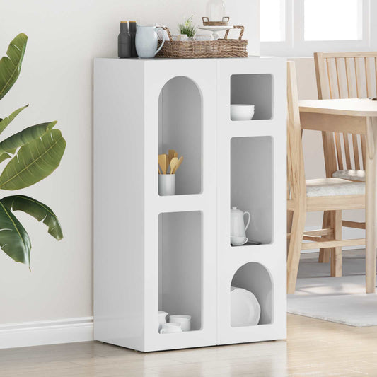 vidaXL Πλαϊνό γραφείο Υψηλής γυαλάδας λευκό 59 x 35 x 100,5 εκ