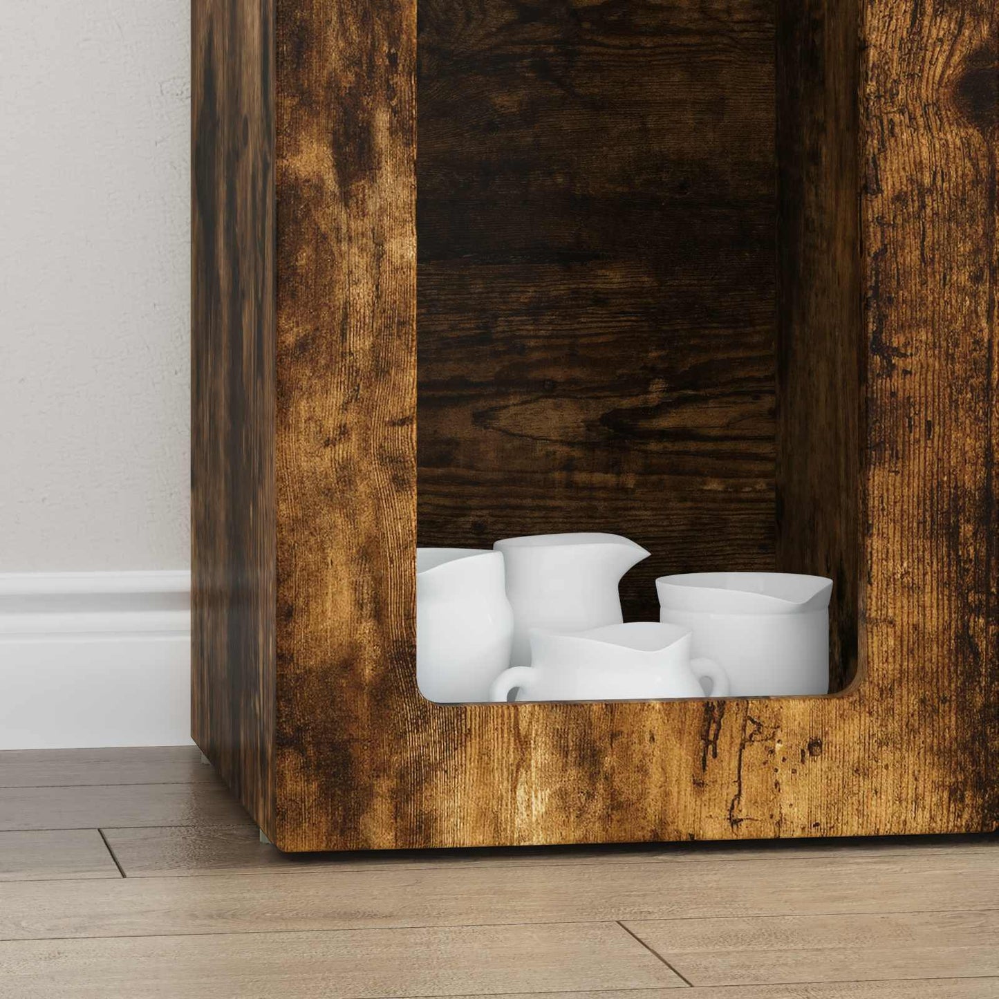 vidaXL Πλαϊνό γραφείο Καπνιστό Δρύς 59 x 35 x 100,5 εκ