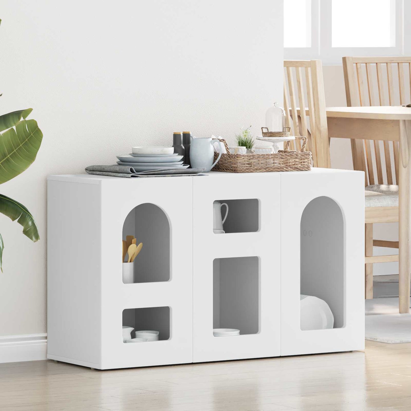 vidaXL Πλαϊνό γραφείο Λευκό 100 x 35 x 59 εκ Επεξεργασμένο ξύλο