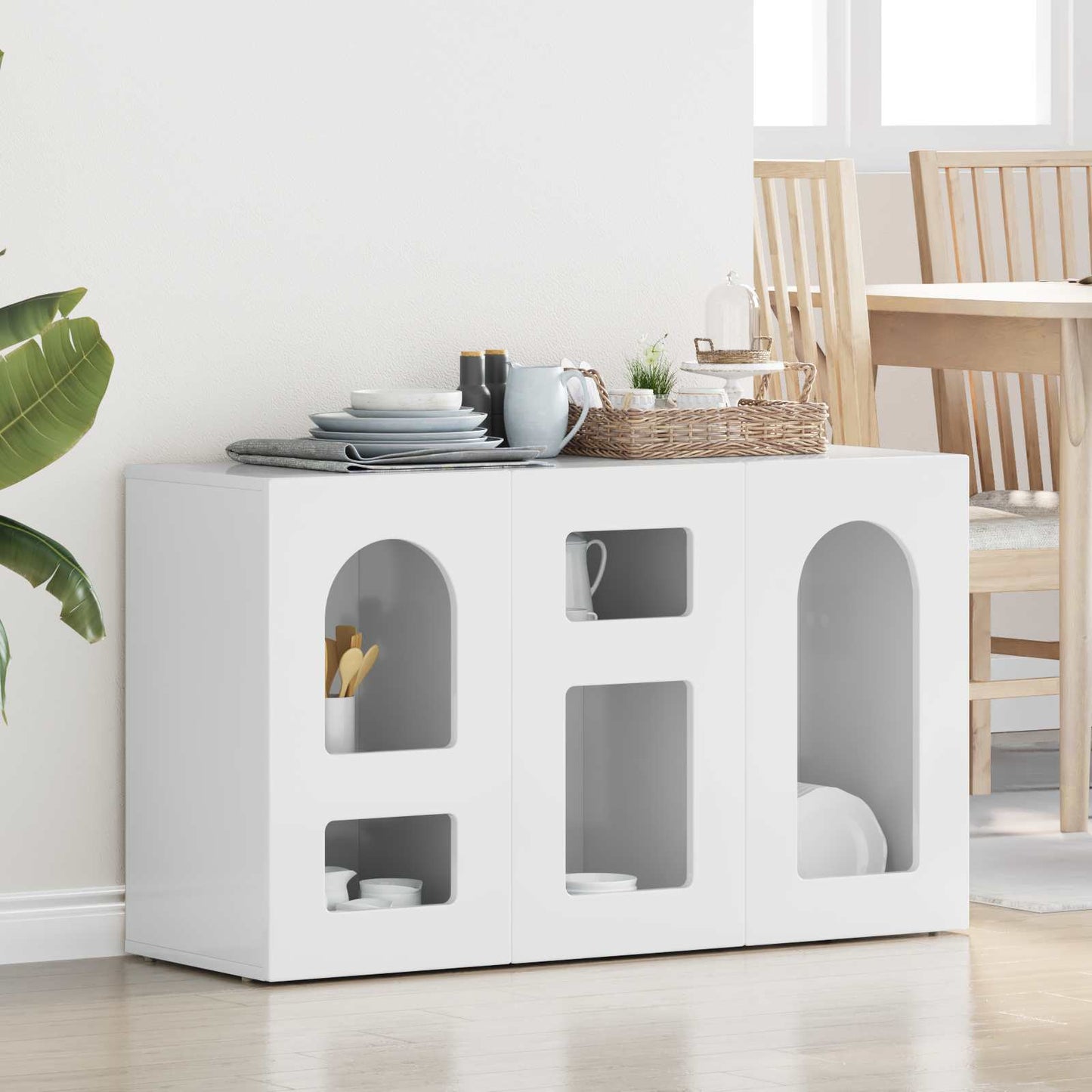 vidaXL Πλαϊνό γραφείο Υψηλής γυαλάδας λευκό 100 x 35 x 59 εκ