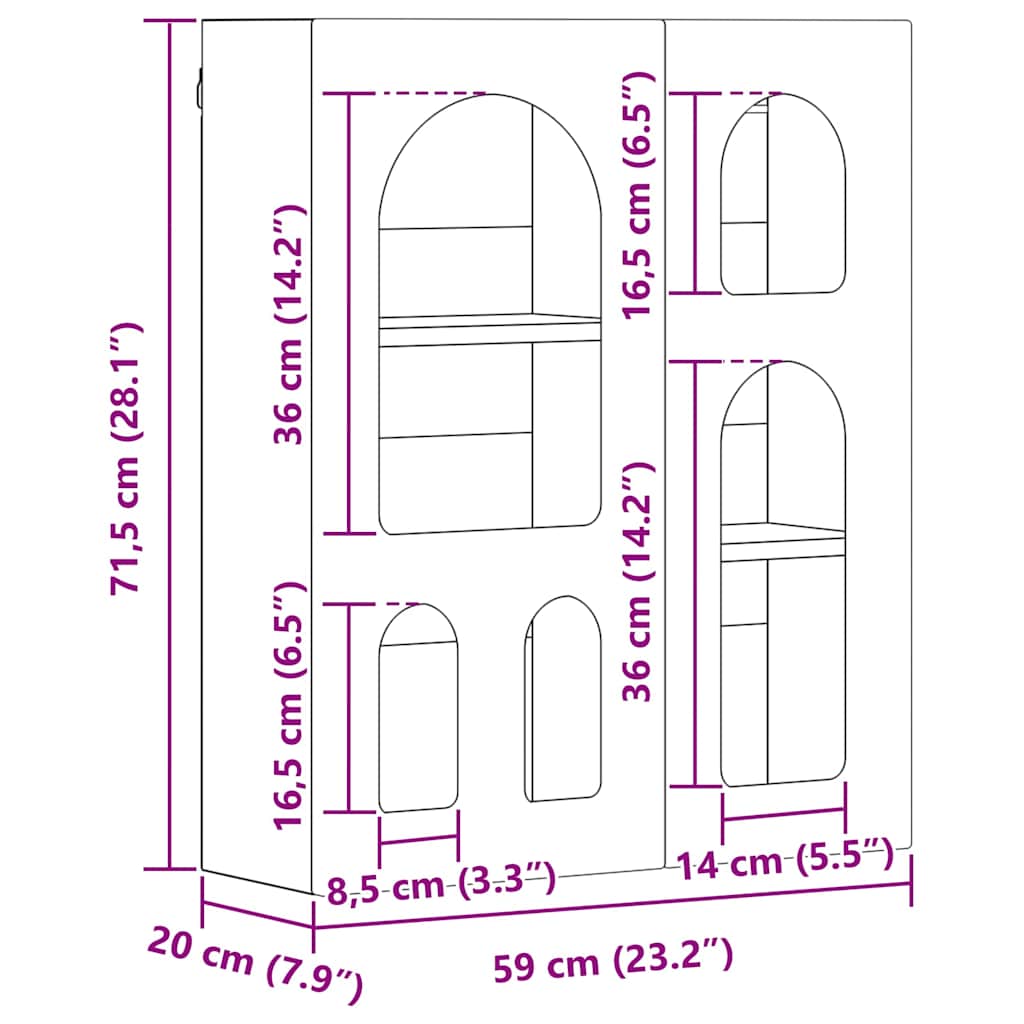 vidaXL Κρεμαστό ντουλάπι Λευκό 59 x 20 x 71.5 εκ Επεξεργασμένο ξύλο