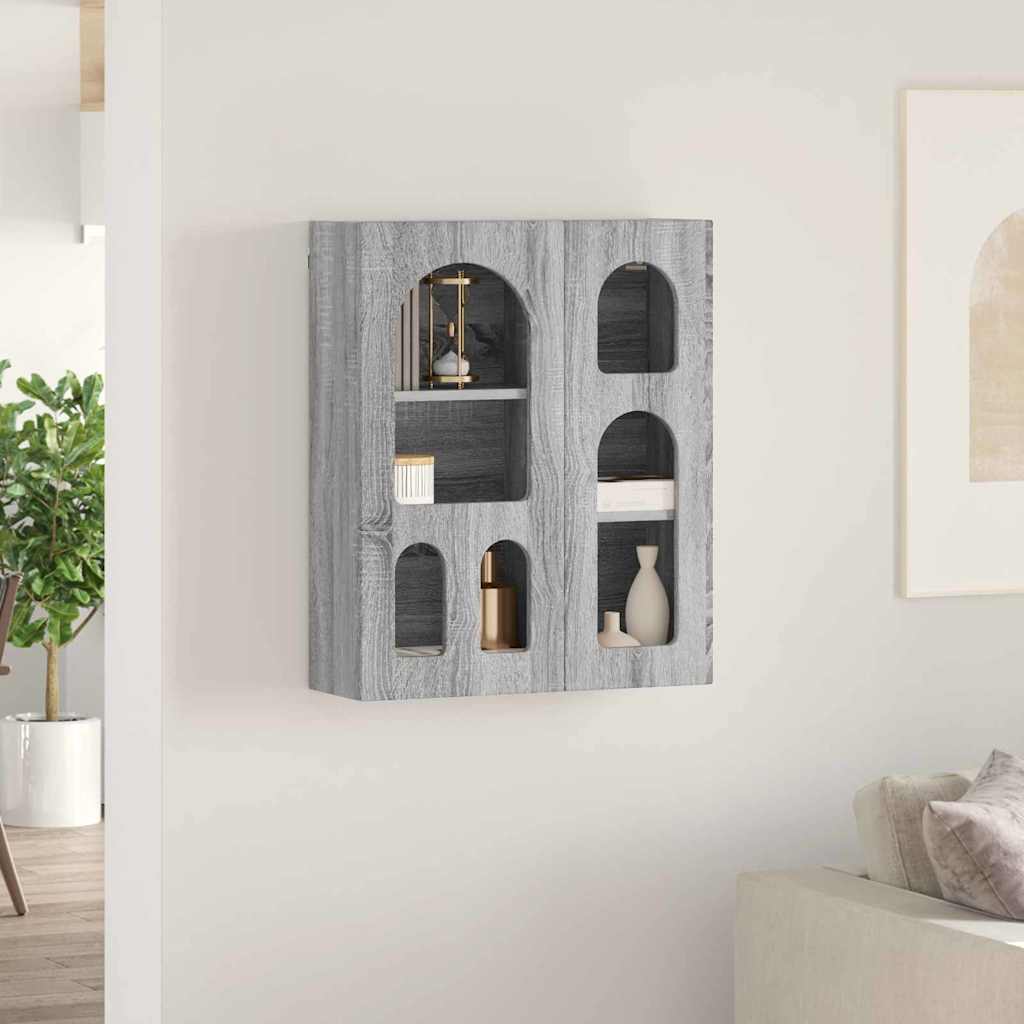 vidaXL Κρεμαστό ντουλάπι με ράφι Γκρίζο Σονομα 59 x 20 x 71.5 εκ