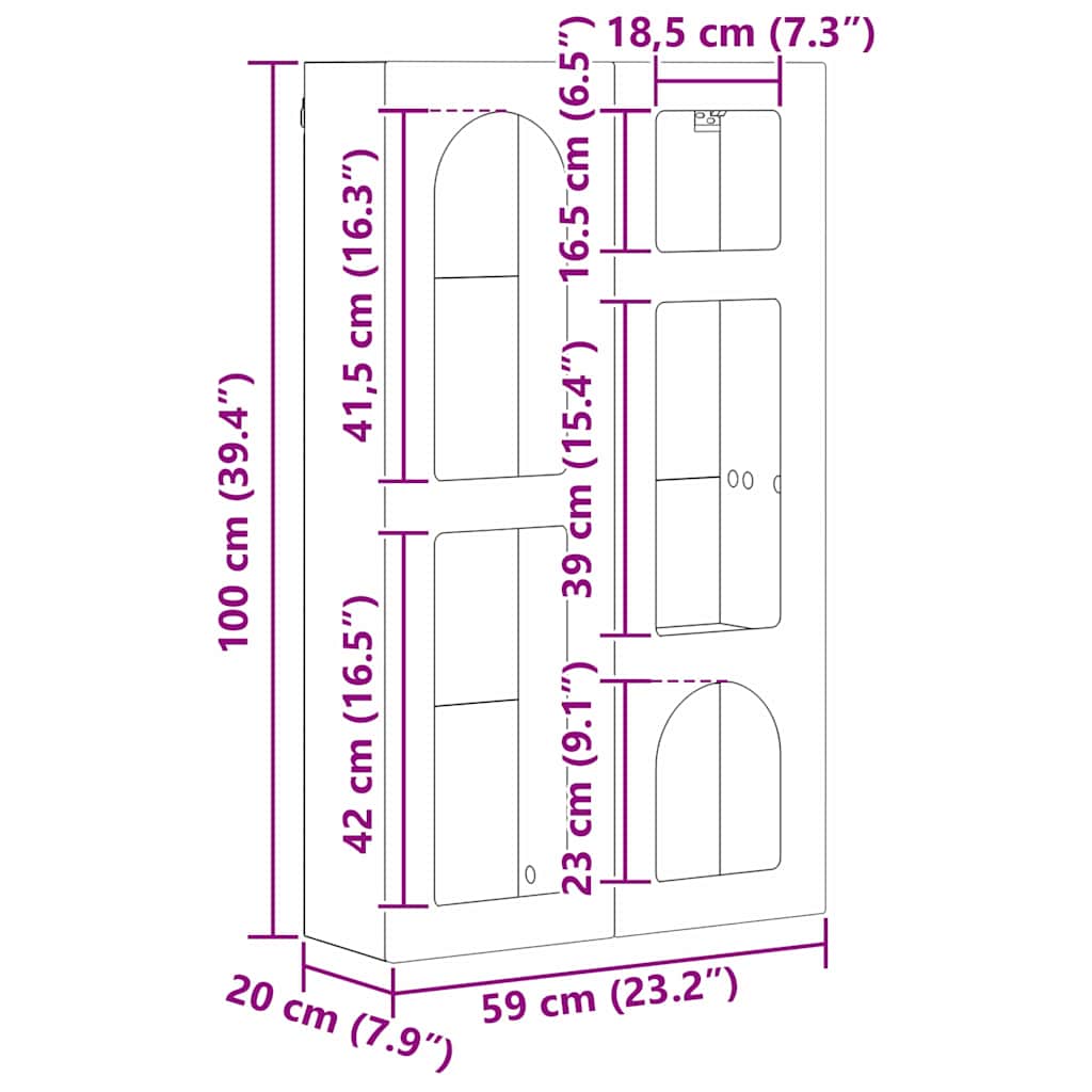 vidaXL Κρεμαστό ντουλάπι με ράφι Γκρίζο Σονομα 59 x 20 x 100 εκ