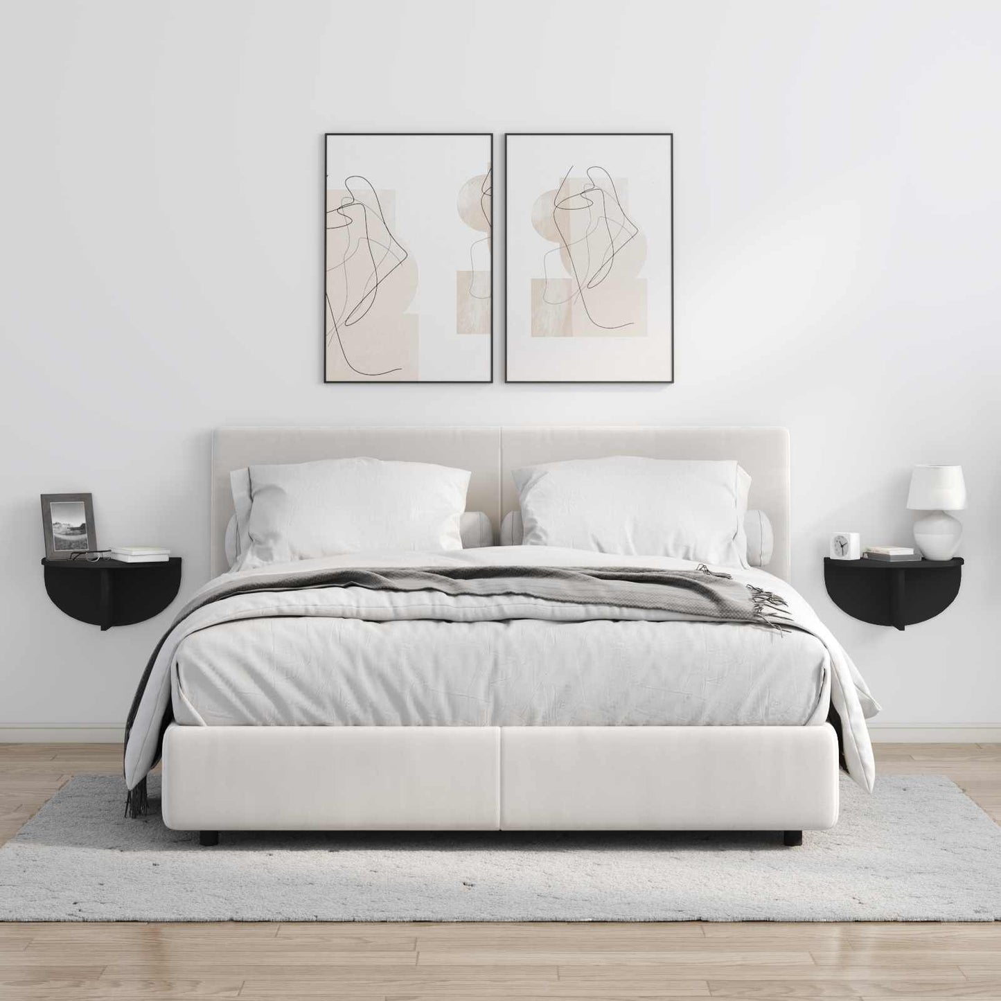 vidaXL Ράφι Τοίχου 2 pcs Μαύρο 38 x 19 x 19 εκ Επεξεργασμένο ξύλο