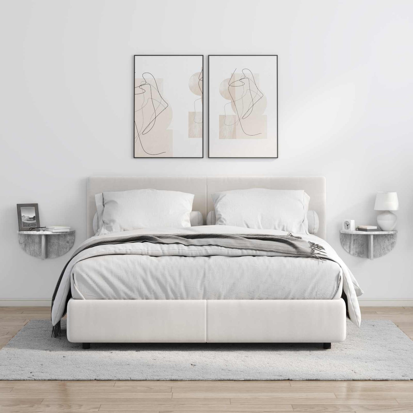 vidaXL Ράφι Τοίχου Επιτοίχιο 2 pcs Σκυρόδεμα Γκρι 38 x 19 x 19 εκ