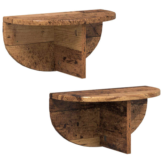 vidaXL Ράφι Τοίχου 2 pcs Παλιό ξύλο 38 x 19 x 19 εκ Επεξεργασμένο ξύλο