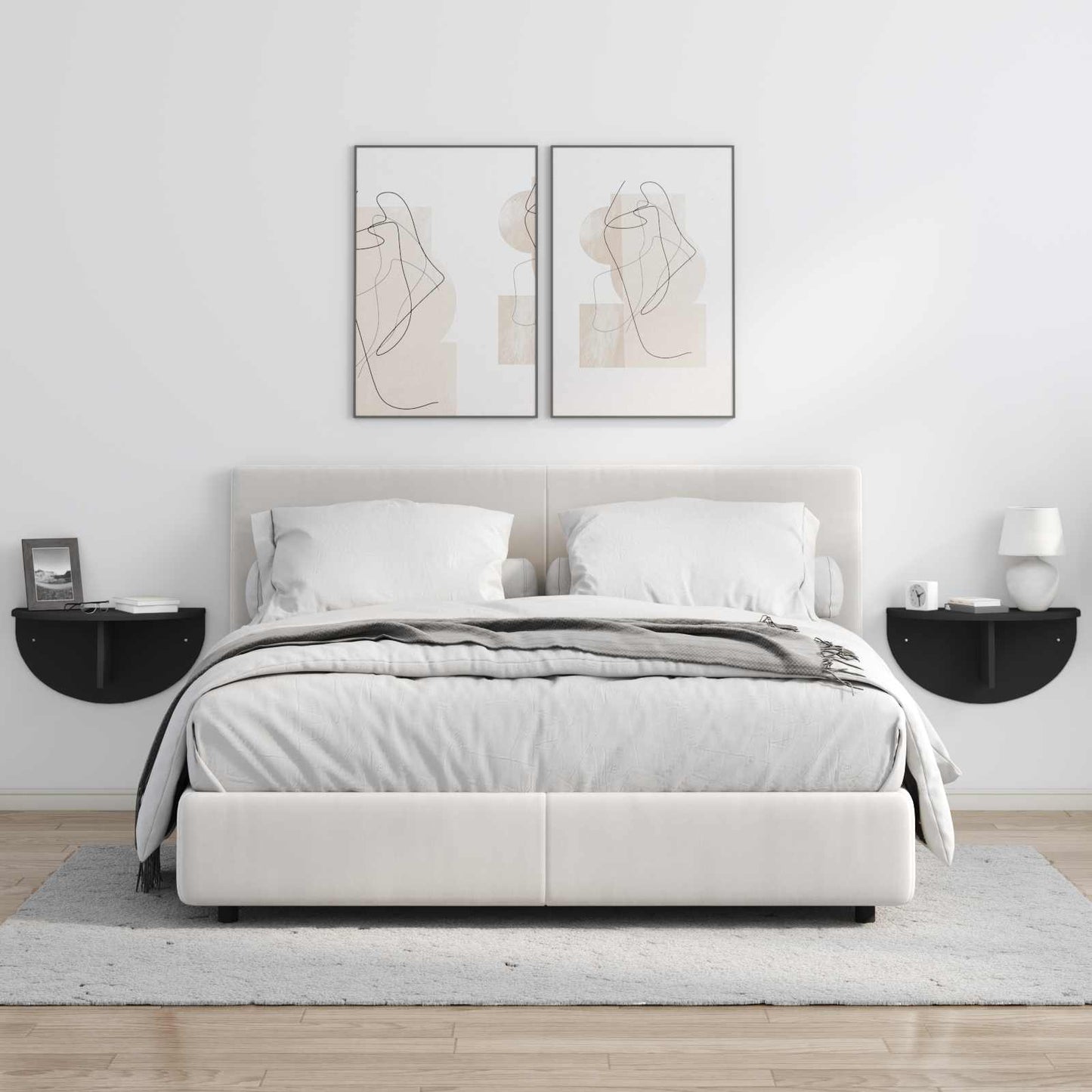 vidaXL Ράφι Τοίχου 2 pcs Μαύρο 38 x 19 x 19 εκ Επεξεργασμένο ξύλο