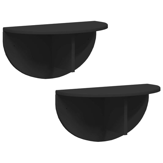 vidaXL Ράφι Τοίχου 2 pcs Μαύρο 38 x 19 x 19 εκ Επεξεργασμένο ξύλο