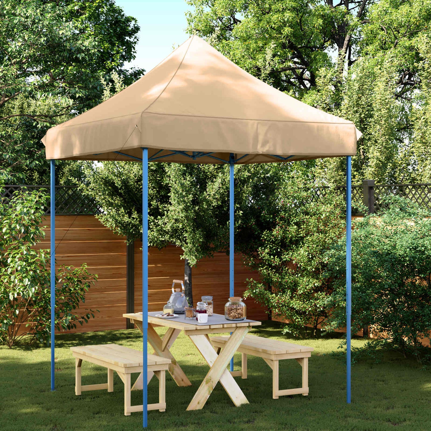 vidaXL Σκηνή Πάρτυ Μπεζ 200 x 200 x 306 εκ. Ύφασμα Όξφορντ