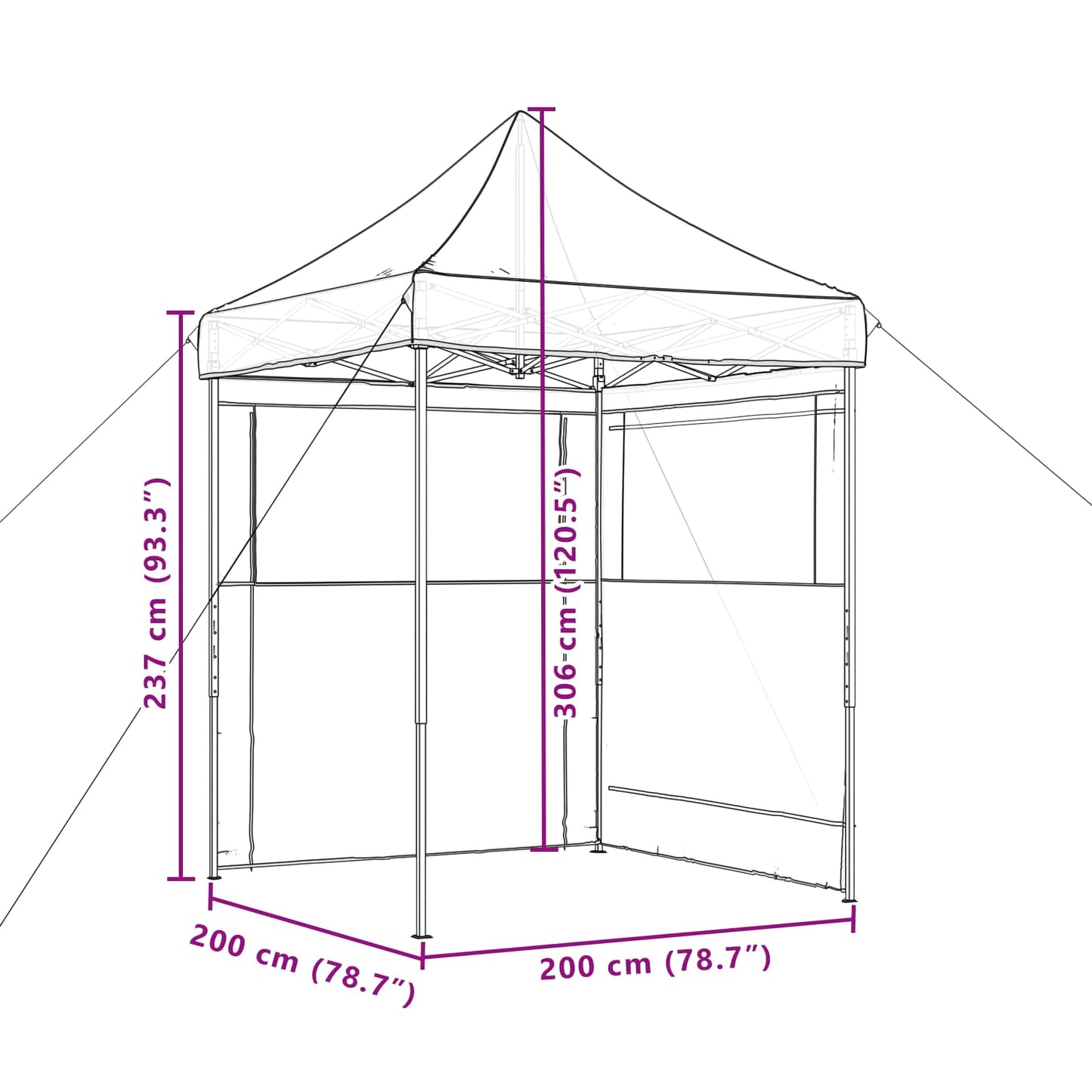 vidaXL Σκηνή Πάρτυ Μαύρο 200 x 200 x 306 εκ. Ύφασμα Όξφορντ